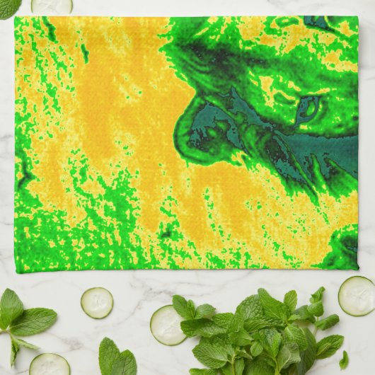 Nachtzicht Lion Art Fluorescerende Print Theedoek (Gevouwen)