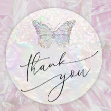 nacre butterfly dank u klassieke ronde sticker