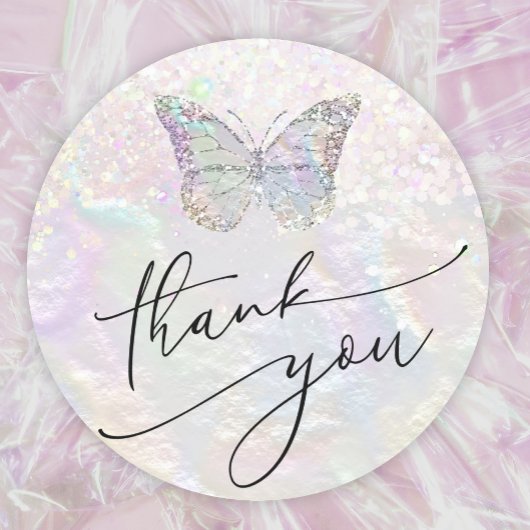 nacre butterfly dank u klassieke ronde sticker