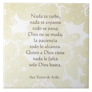 "Nada te turbe" San Teresa di Avila Wit op Wit Tegeltje