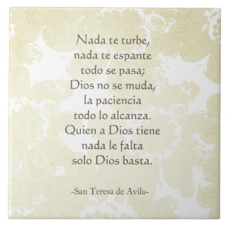 "Nada te turbe" San Teresa di Avila Wit op Wit Tegeltje
