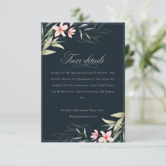 Nadere details over donkere marinebruiloft in het  informatiekaartje (Staand voorkant)