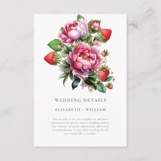 Nadere gegevens over aardbeien en ponies Summer We Informatiekaartje (Voorkant)