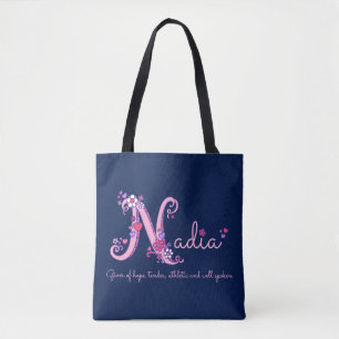 Nadia-naam en betekenis monogram zak draagtas