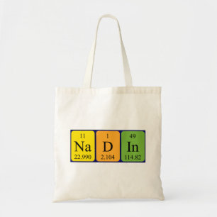 Nadin periodieke lijstnaam canvas tas