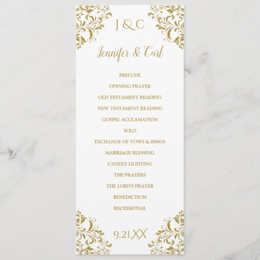 Nadine Wedding Ceremony Program - Tea-Length (Gold Programma (Voorkant)