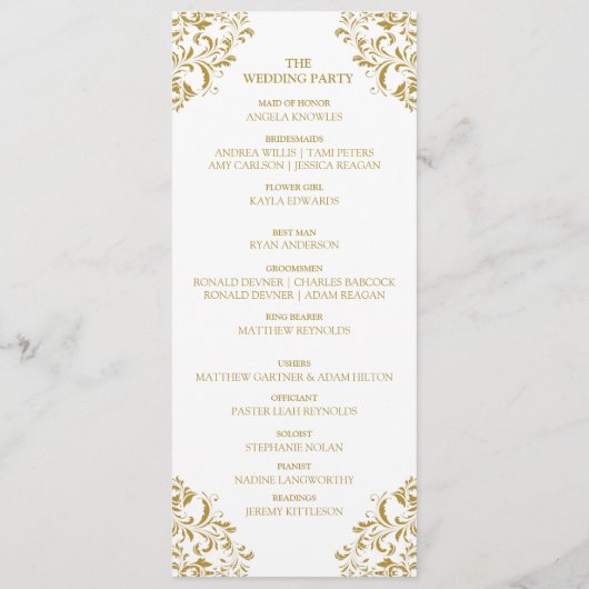 Nadine Wedding Ceremony Program - Tea-Length (Gold Programma (Achterkant)