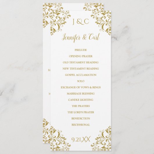 Nadine Wedding Ceremony Program - Tea-Length (Gold Programma (Voorkant / Achterkant)