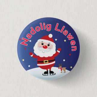 Nadolig Llawen Santa Pin Button Badge