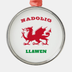 Nadolig Llawen Welsh Merry kerst Simple Celtic Metalen Ornament