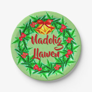 Nadolig Llawen Welsh Merry Kerstmis 7" Papieren Bordje