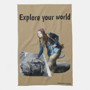 Naga Explore World Travel Fantasy Keuken Handdoek