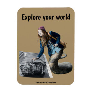 Naga Exploring World Travel Fantasy Fotomagneet Magneet