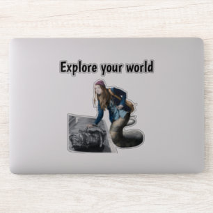 Naga verkent World Travel Fantasy Art Sticker