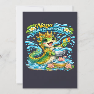 Naga Water Festival Koning Pi Mai Lao T-shirt Bedankkaart