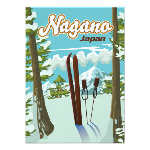 Nagano Japan Ski-poster Foto Afdruk