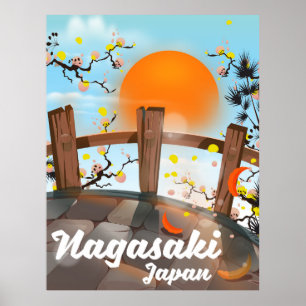 Nagasaki Japan kersenbloesem poster. Poster
