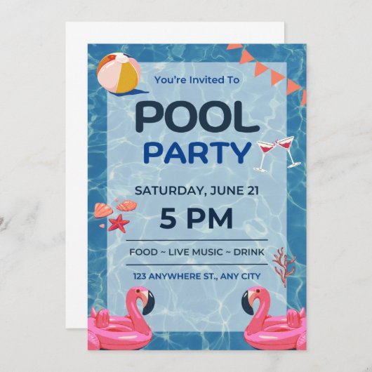 Nage Anniversaire Invitation (Devant / Derrière)