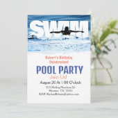 Nage simple adulte Anniversaire Piscine Invitation (Debout devant)
