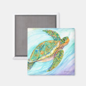 Nage Souriant Aimant Tortue de mer (Recto/Verso)
