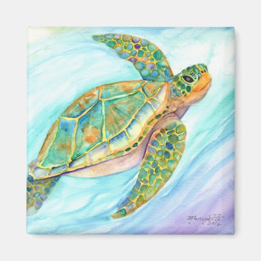 Nage Souriant Aimant Tortue de mer (Devant)