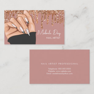 Nagel Kunstenaar Designer Salon Nep Glitter Roze Visitekaartje
