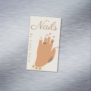Nagel Kunstenaar Tattoo Hand Illustratie Magnetisch Visitekaartje