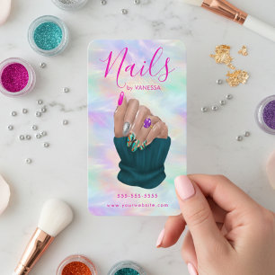 Nagel Kunststudio Stijlvolle Opal Manicurist Kunst Visitekaartje