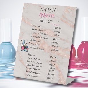 Nagel Salon Manicuriste Roze Goud QR Prijslijst Reclamebord Met Voetstuk