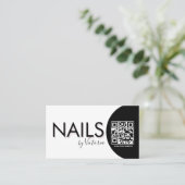 Nagel Salon Schoonheidskunstenaar QR CODE Visitekaartje (Staand voorkant)