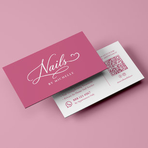 Nagel Salon Spa Elegant Roze Schrift Manicuriste Visitekaartje
