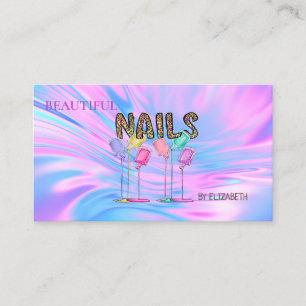 Nagel Salon Vrouw Nagellak Holografisch Opal Visitekaartje