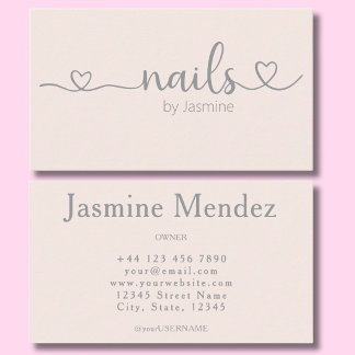 Nagel Tech Aardse Champagne Roze Manicure Salon Visitekaartje