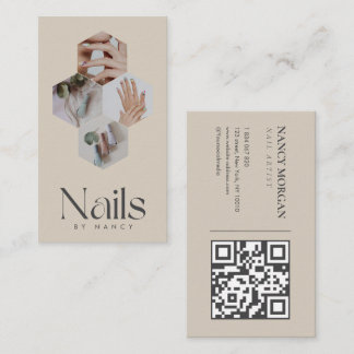 Nagelartiest Bijenkorf Foto Qr Code Beige Visitekaartje