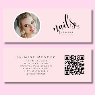 Nagelartiest Blush Roze Professionele Foto Qr Mini Visitekaartje