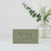 Nagelartiest Donkergroene Monogram QR-code Logo  Visitekaartje (Staand voorkant)