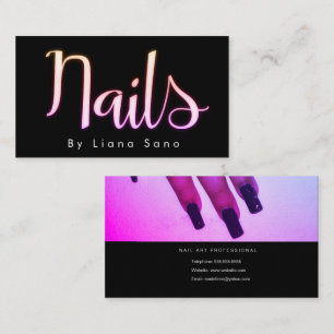 Nagelartiest Glow Script en Foto Salon Roze Visitekaartje