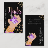 Nagelartiest Glow Script Handgetekende Illustratie Visitekaartje (Voorkant / Achterkant)