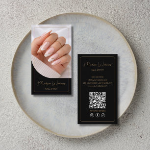 Nagelartiest Salon Manicure QR Zwart Goud Visitekaartje