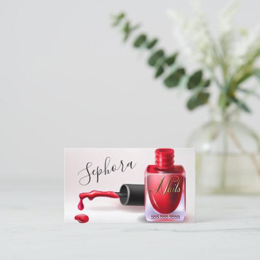 Nagelkunsten Technicus  - Rode nagellak2 Visitekaartje (Staand voorkant)