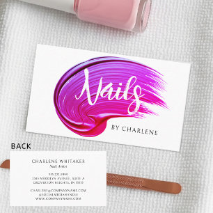 Nagelkunstenaar Modern handgeschreven script roze Visitekaartje