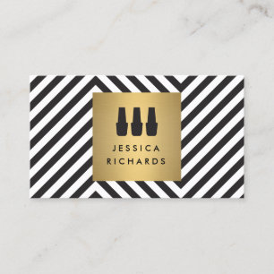 Nagellak Trio Logo op Retro Zwart/Wit Patroon Visitekaartje