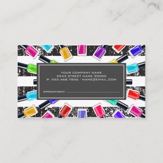 Nagelpolicflesjes | Monogram en Strepen | Afspraak Afsprakenkaartje (Achterkant)