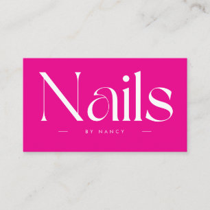 Nagels Stout Lettertype Heet Roze Zakelijke Kaart Visitekaartje
