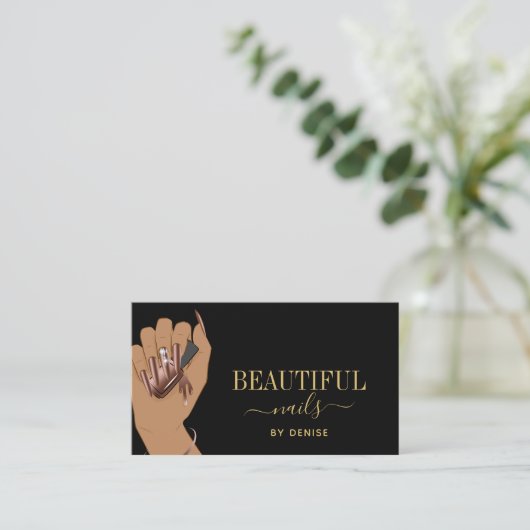 nagelsalon hand glittering nageltechnicus visitekaartje (Staand voorkant)
