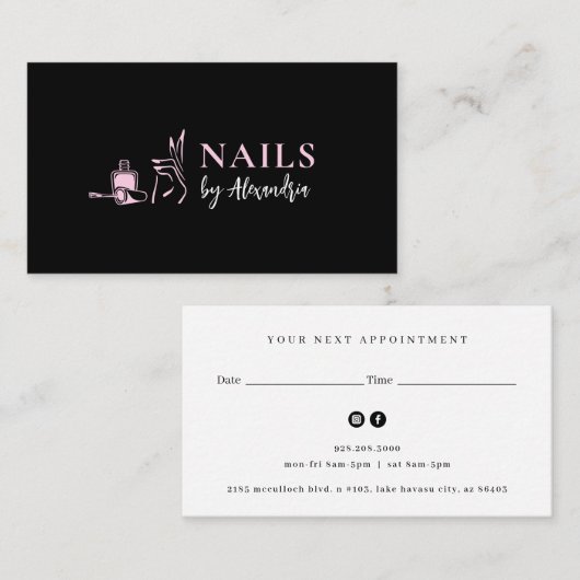 Nagelsalon Logo Afspraak Visitekaartje (Voorkant / Achterkant)