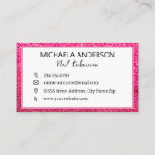 Nagelsalon Modern Hot Pink Visitekaartje (Achterkant)