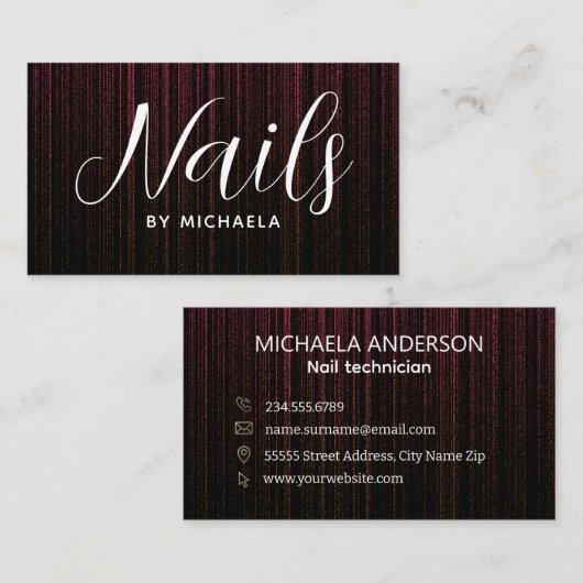 Nagelsalon Modern Zwart Roze Visitekaartje (Voorkant / Achterkant)