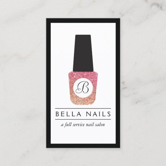 Nagelsalon Monogram Glitter Nagellak Visitekaartje (Voorkant)