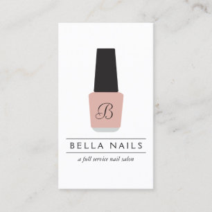 Nagelsalon Monogram op Blush Roze Nagellak Visitekaartje